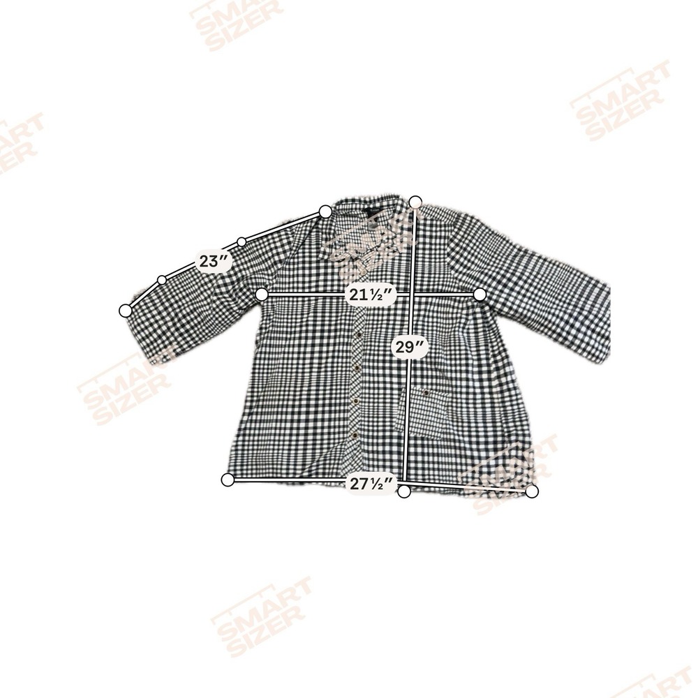 Ali Miles Womens 1X Black White Gingham Check Button Up Shirt Cotton Bohemian - Picture 7 of 7